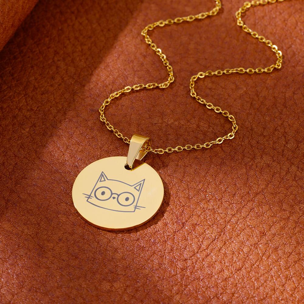 Cute Cat Stainless Steel Necklaces for Women Gold Color Animal Pet Pendant Necklaces Party Luxury Jewelry Birthday Gifts BFF