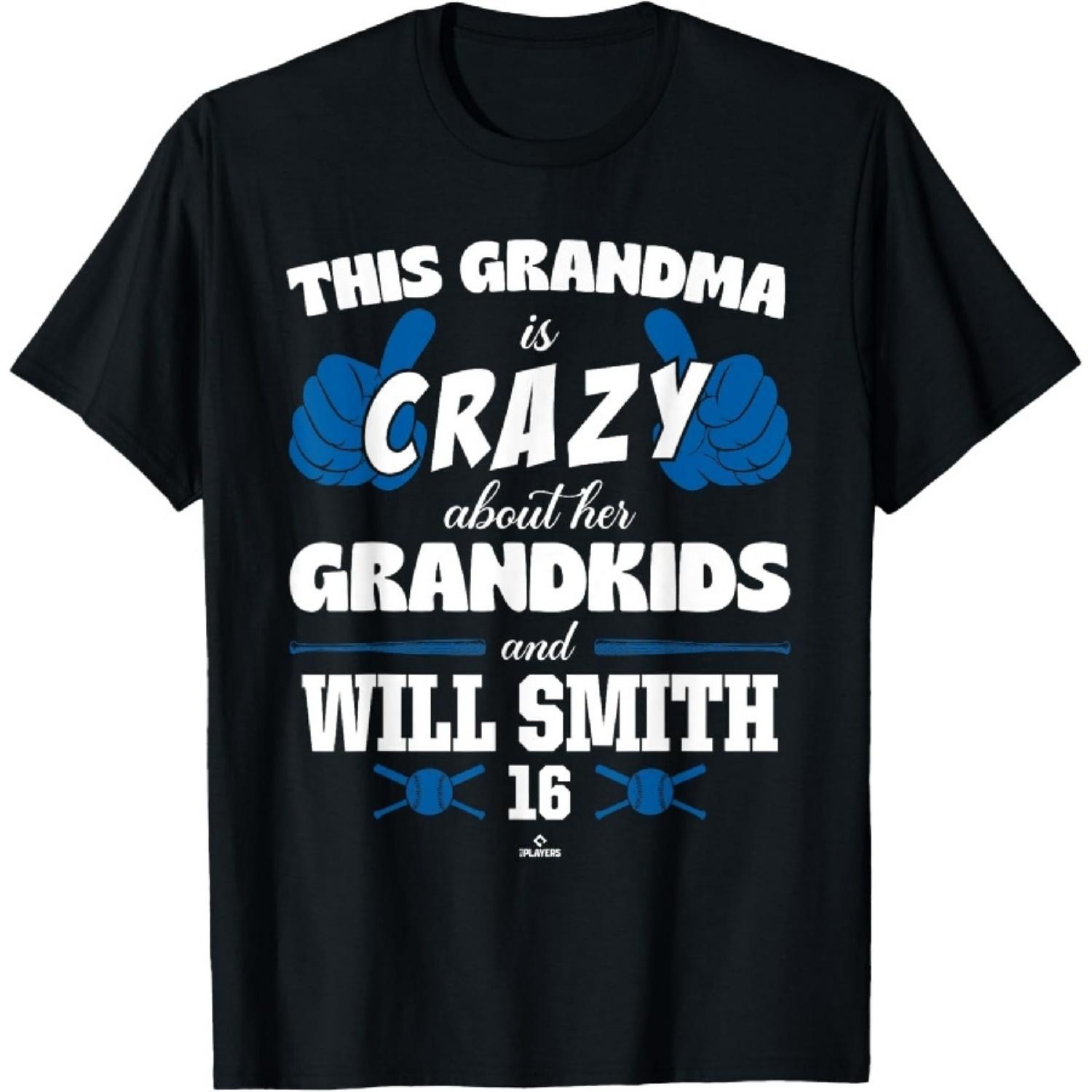 

Grandma Crazy for Will Smith Los Angeles Baseball MLBPA T-Shirt XXXXXL чорний