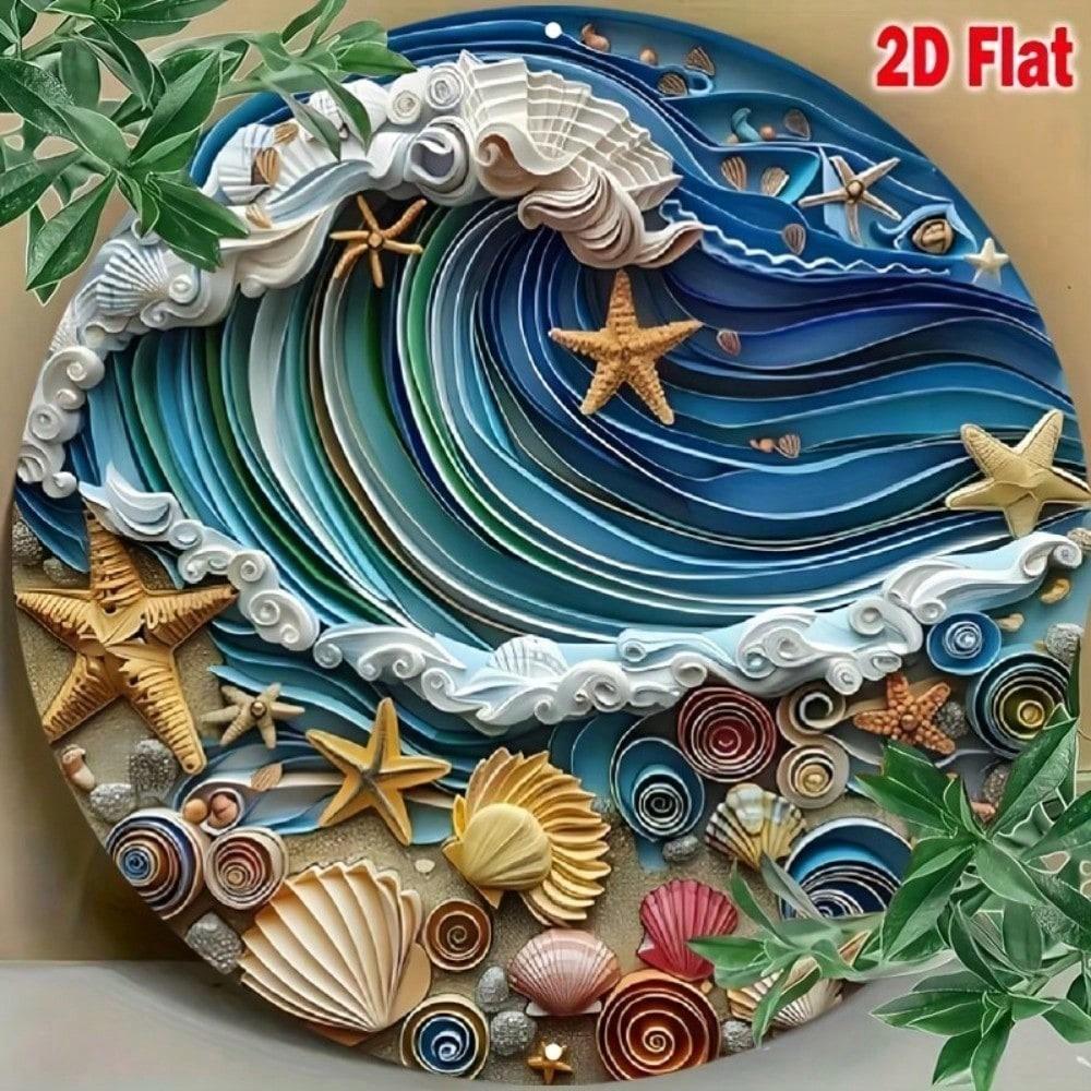 

Vintage Metal Tin Sign Blue Ocean Beach Wall Art 8x8 Inch Retro Home Decor Bar Kitchen 20x20 разноцветный