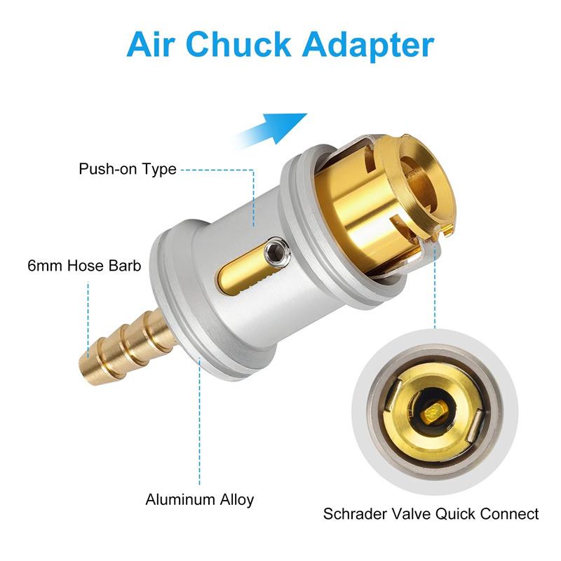 2 Stück 6mm Auto Reifenventil Clip Pumpe Düse Klemme Massivmessing Schnellkupplung Aufblasanschluss Auto Luftventil Aufblasgerät Pumpenadapter