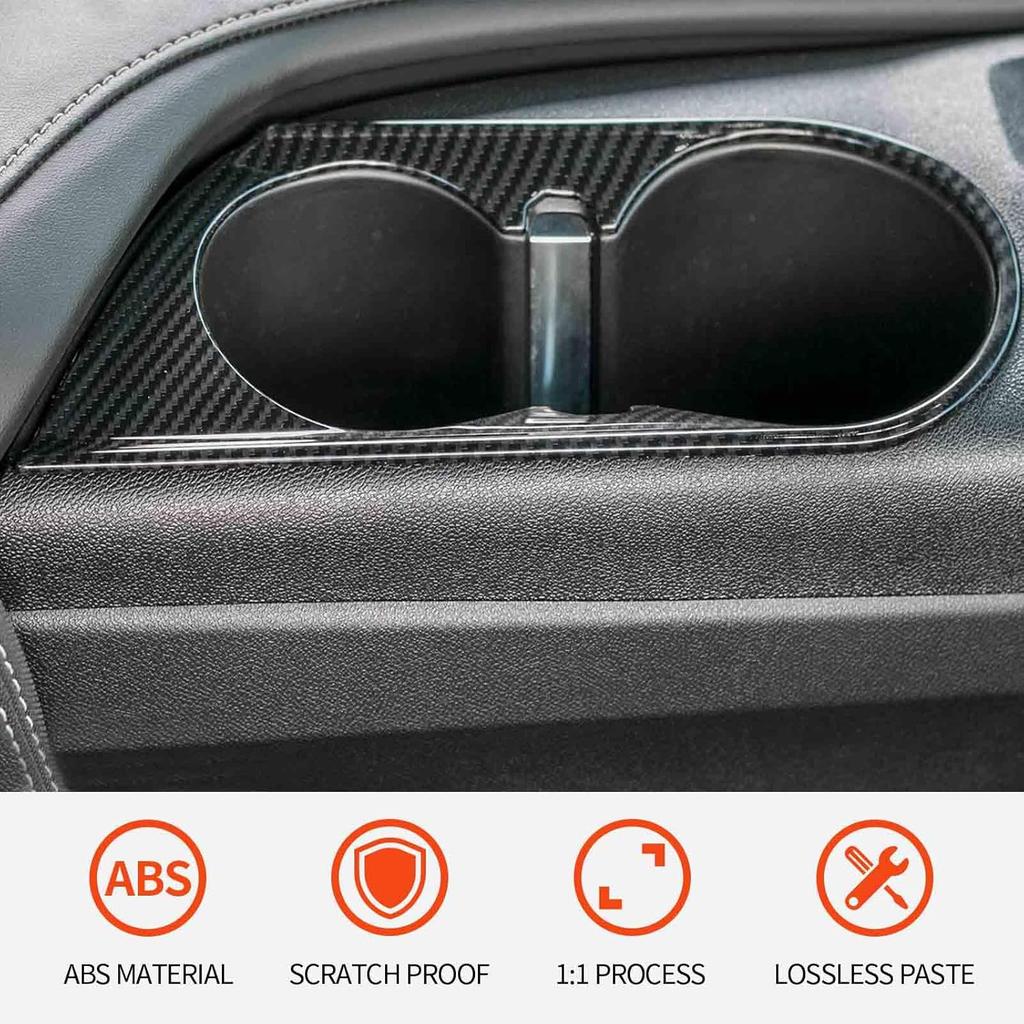 RT-TCZ for Chevy Camaro Carbon Fiber Cup Holder Trim Cover for Chevrolet Camaro 2017 2018 2019 2020 2021 2022 2023 Carbon Fiber Interior Accessories