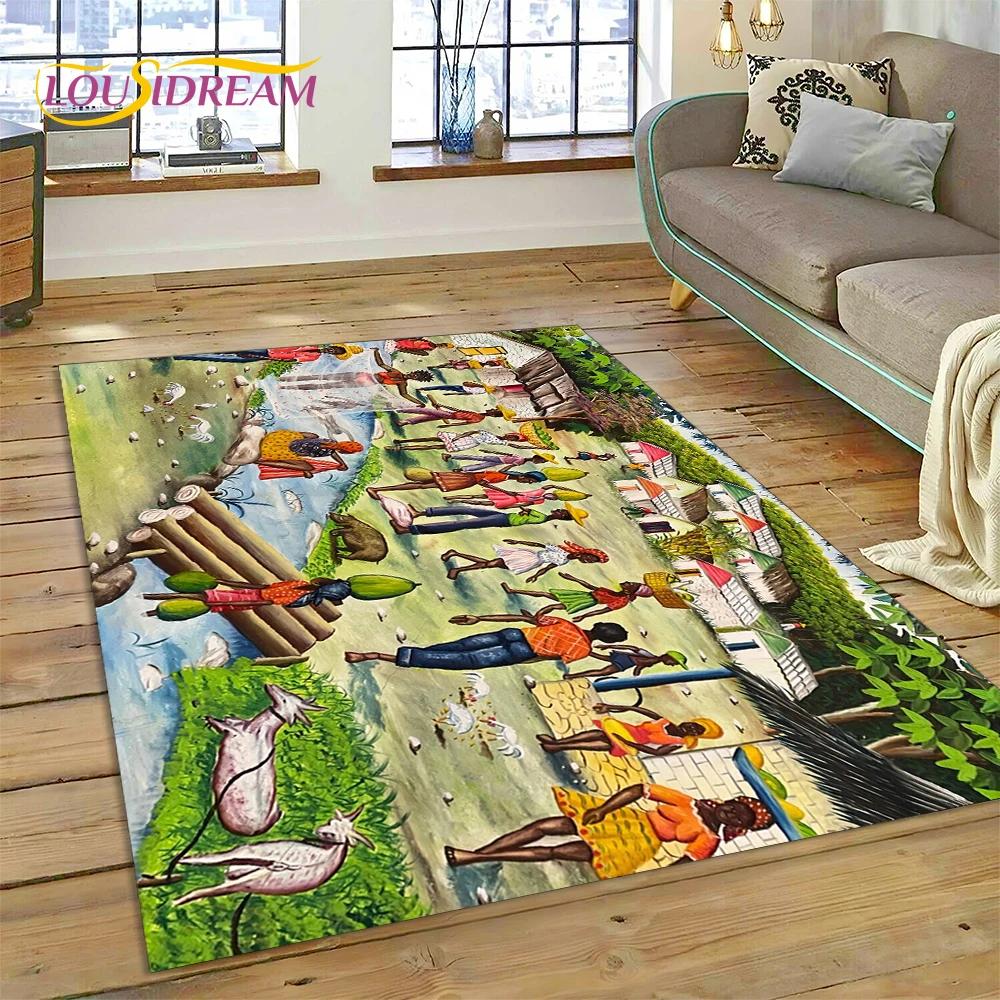 Cartoon Africa Ethiopian Custom Painting Art Carpet Rug for Bedroom Living Room Home Sofa Decoration,kids Large Decor Floor Mat