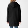 Womens Solid Color Jacket Casual Loose Fit Button Coats Button Up Long Sleeve Outerwear With Pocket, Hooded Overcoat