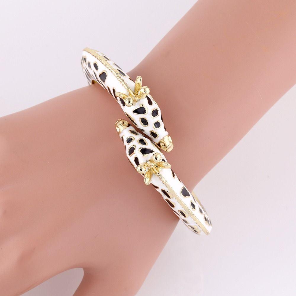 Buntes Emailliertes Armreif Armband Verstellbar Offen Tier Statement Armreif Damen