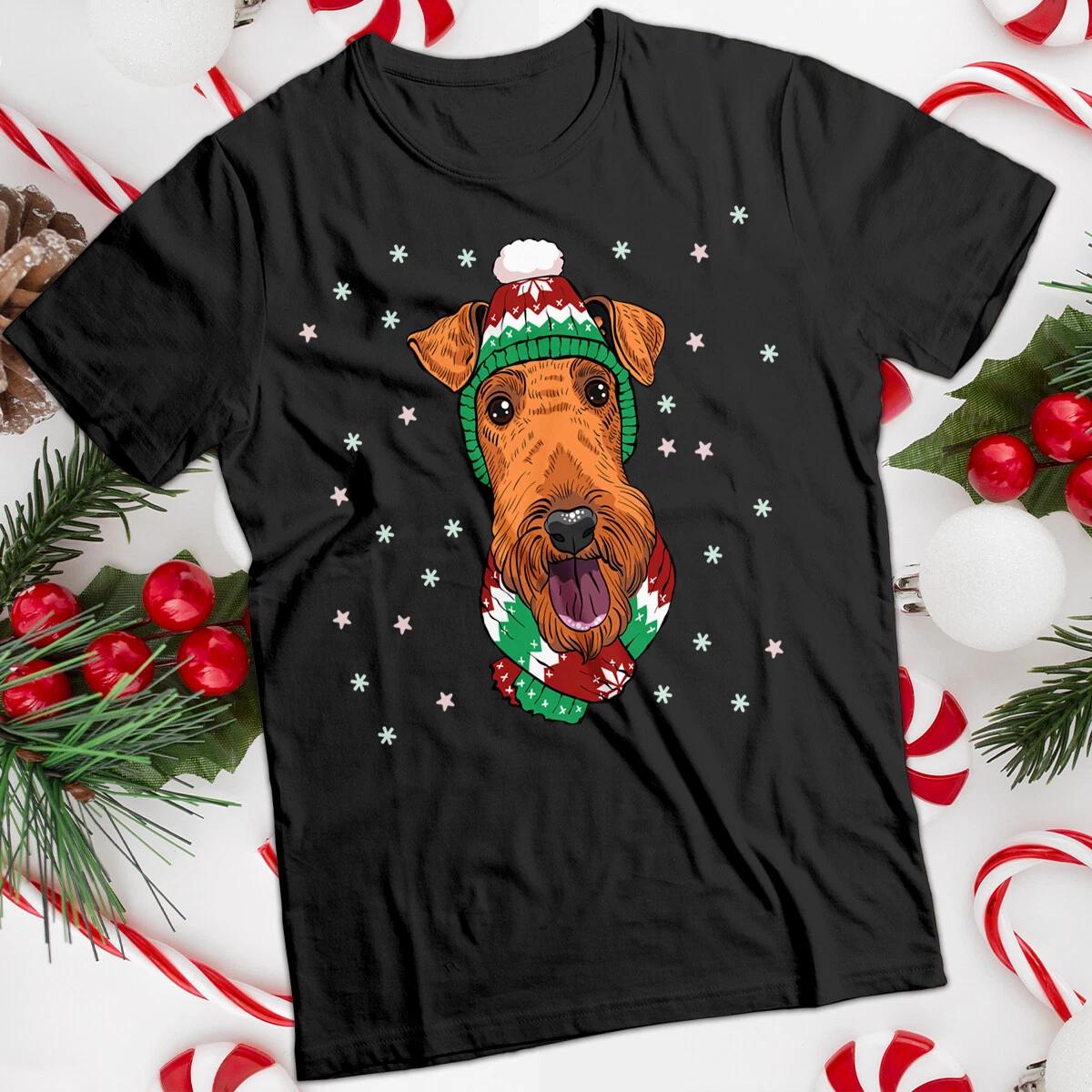 Airedale Christmas T-shirt Terrier  Tee 140