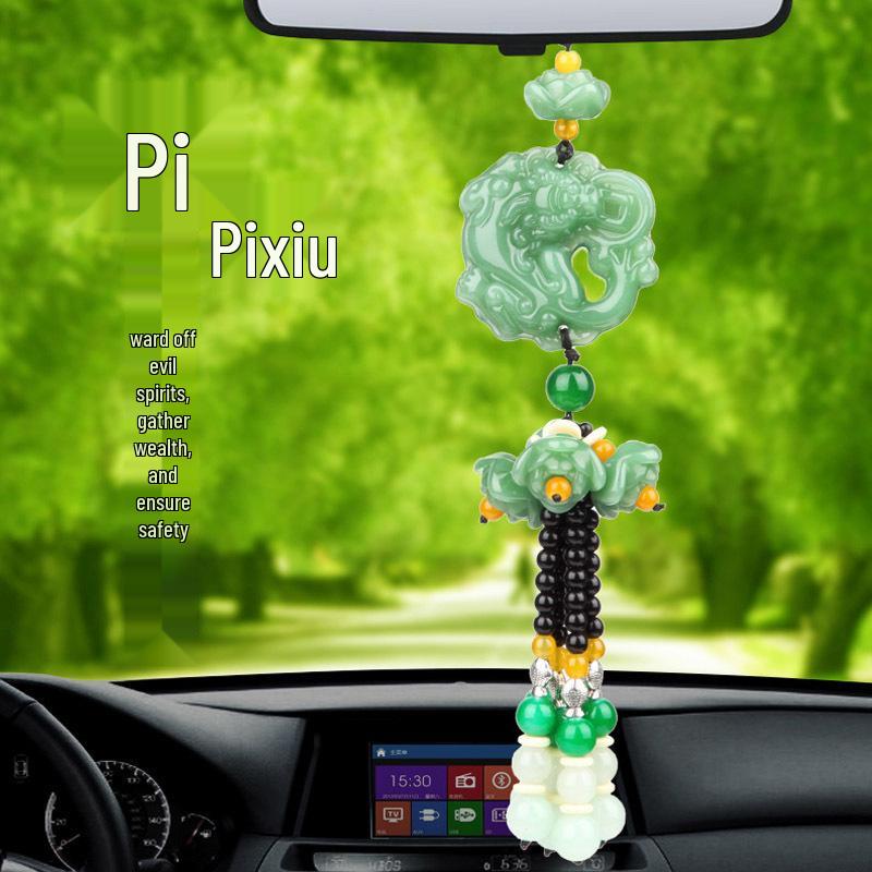 High-End Crystal Car Rearview Mirror Pendant - Stylish Women's Ornament