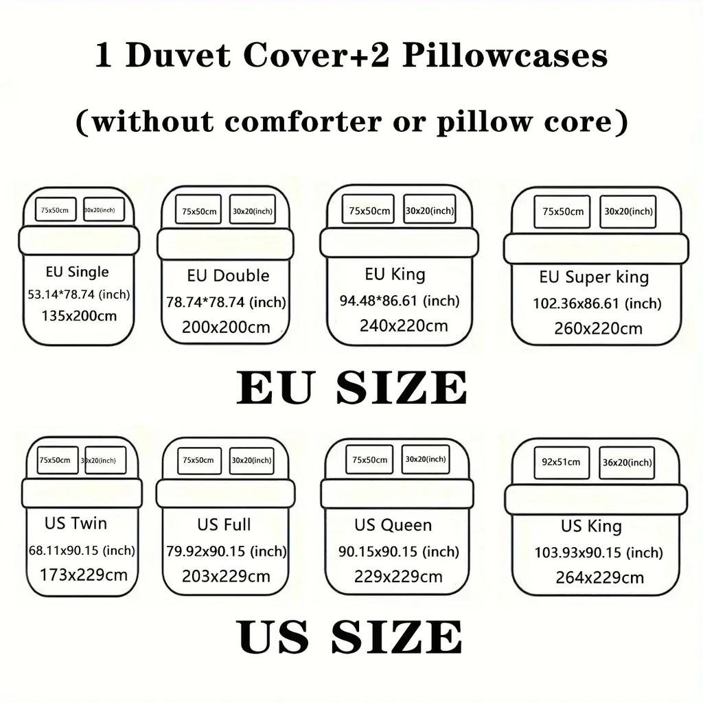 Three-piece Set (1 Quilt Cover + 2 Pillowcases, Coreless) Red Couple Romantic Love Element Printed Bedding Set