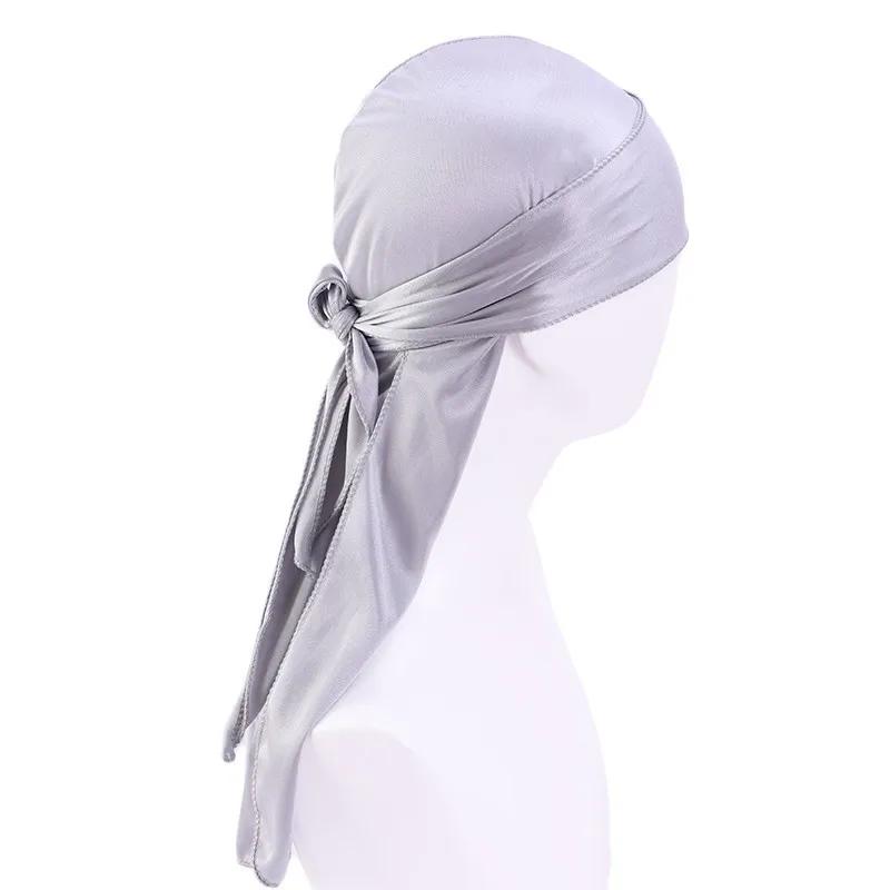 Unisex Adult Satin Long Tail Doo Rag Durag Bandanas Cap Pirate Hat Turban Men Hip Hop Headband Biker Headwrap Women Headwear