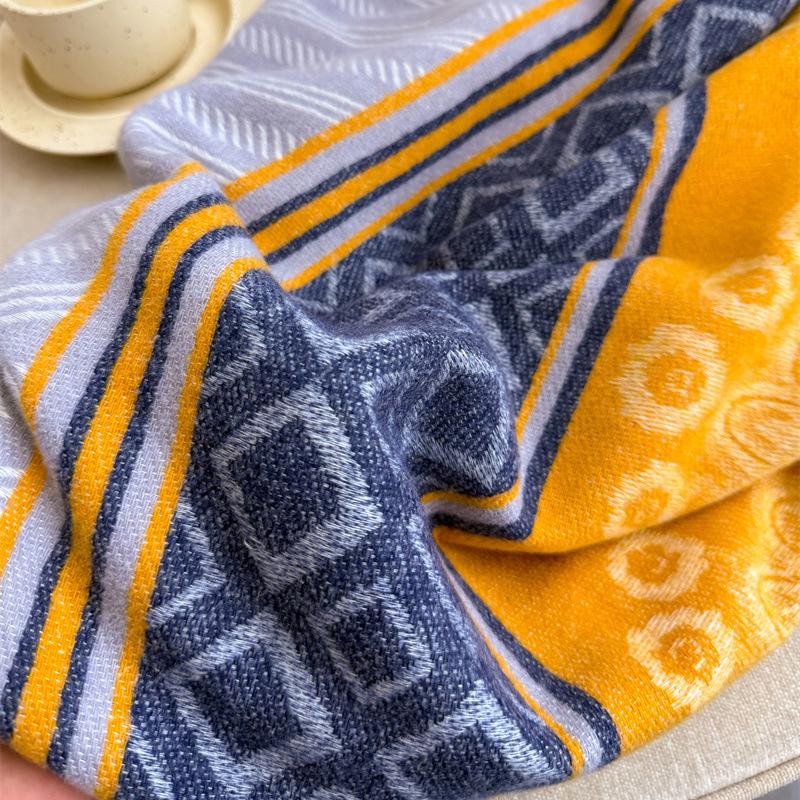 Fashion Cashmere Scarf Warm Winter For Elegant Women Korean Style Print Double Sided Wraps Neckerchief Shawl Scarves