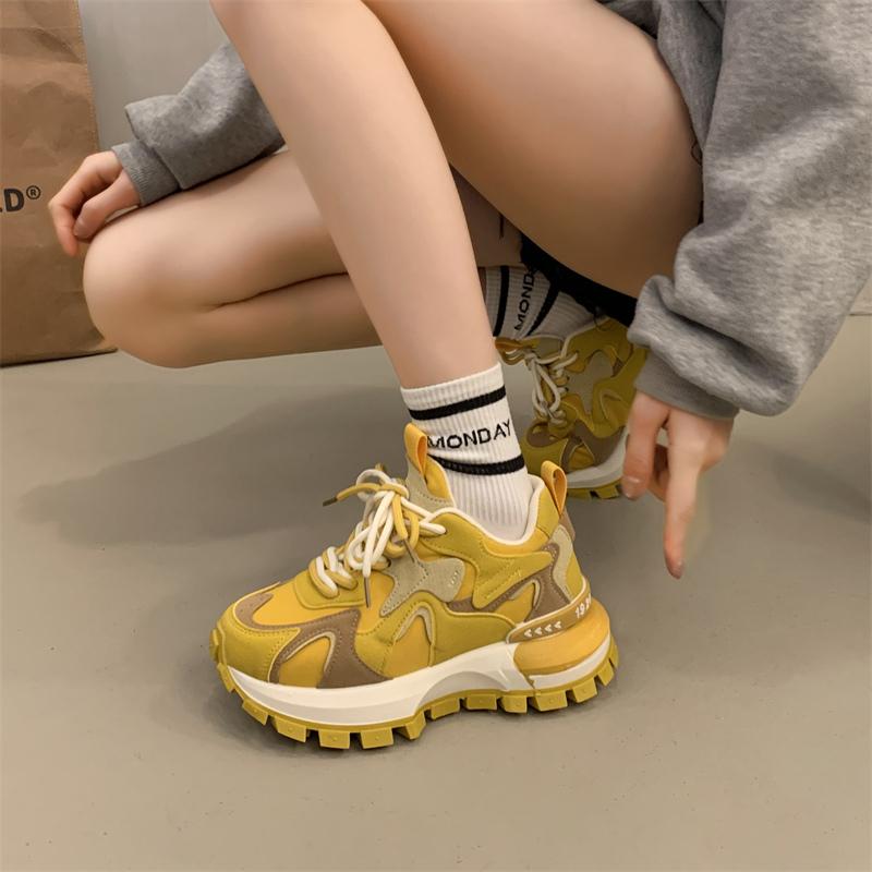 2025 New Ladies Shoes Versatile Women's Vulcanize Shoes Mixed Colors Platform Women Sneakers Outdoor Lace Up Casual Shoes