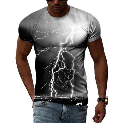 Yaz Yeni 3D Serin Yıldırım Erkek t-shirt Moda Baskılı Doğal Manzara Grafik t gömlek Kişilik Hip Hop Harajuku Tee Üst