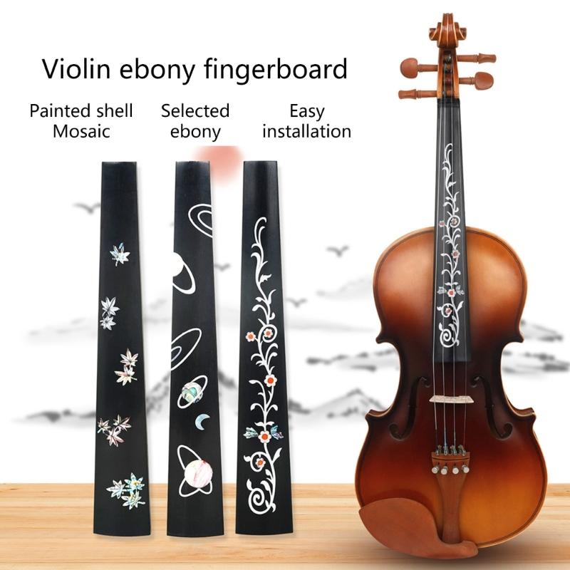 4/4 Size Violin Fingerboard Natural Ebony Wood Violin Finger Plate Fingerboard