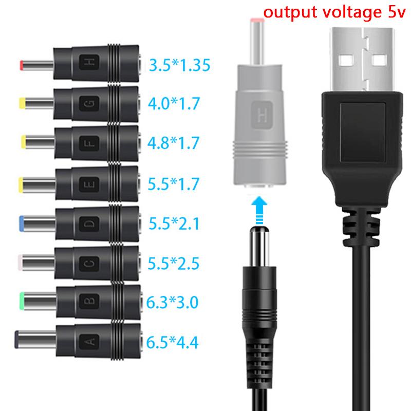 USB To DC Power Cable 5V To 12V Boost Converter 8 Adapters USB To DC Jack Charging Cable For Wifi Router Mini Fan Speaker