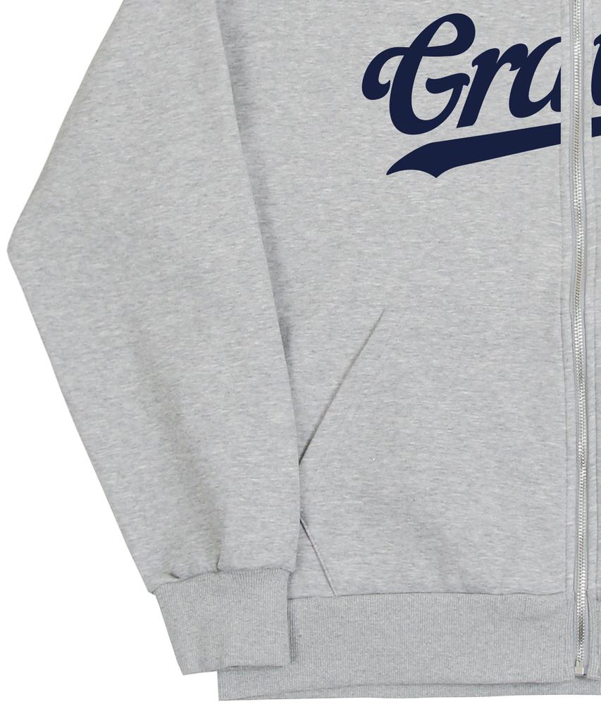 Graver [Unisex] Big Baseball Logo Flower Zip-Up Hoodie_Gray
