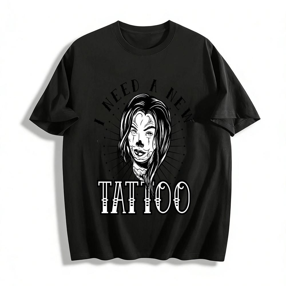 

I Need A New Tattoo Retro Clown Girl Print Casual Short Sleeve T-Shirt Pure cotton T-shirt XXS
