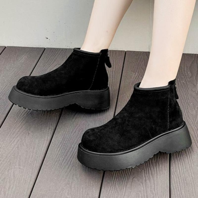 Fashion Platform Women Suede Short Boots Fashion Classical Winter New Shoes 2025 Designer Elegant Ankle Snow Boots Casual Cozy Zapatos