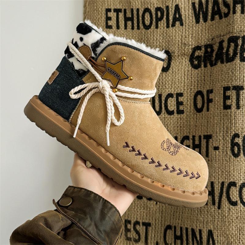 3659 Woody denim snow boots star male and female couples versatile autumn and winter warm velvet cotton shoes