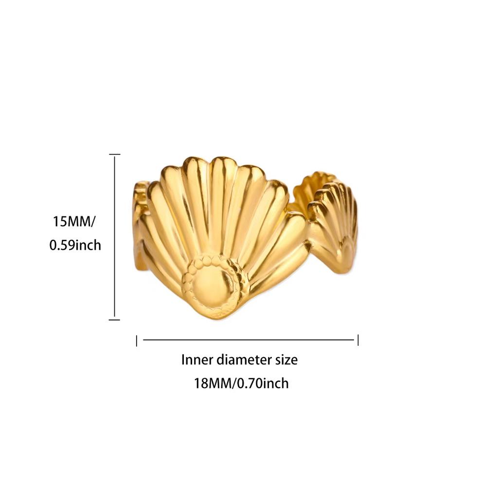 Titanium Steel Jewelry Starfish Shell Ring Women's Stainless Steel Wide-faced Jewelry Simple High-end Ring