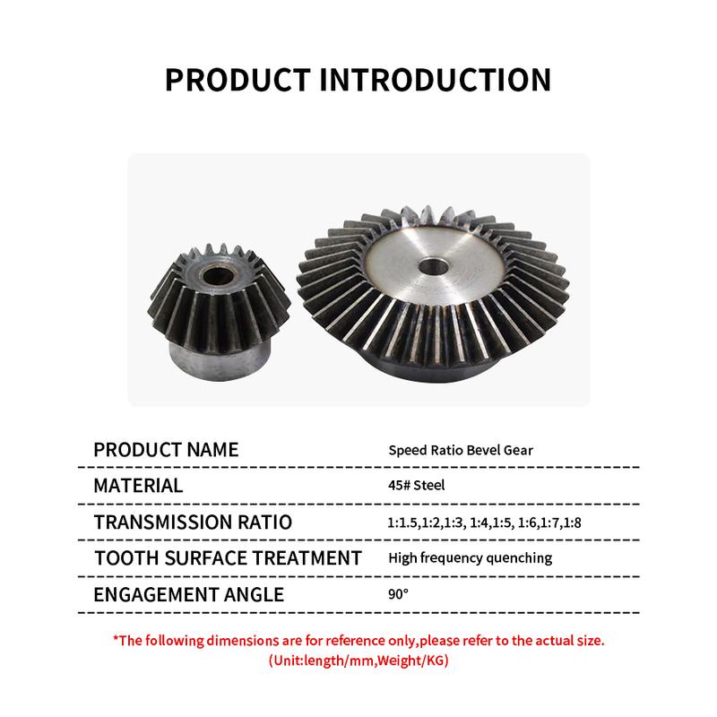 Speed Ratio Bevel Gear 90-degree 1 Pair 0.8M 20T:30T Transmission 1:1.5 bevel gears 0.8 Moudlues 20 Teeth With 30 Teeth