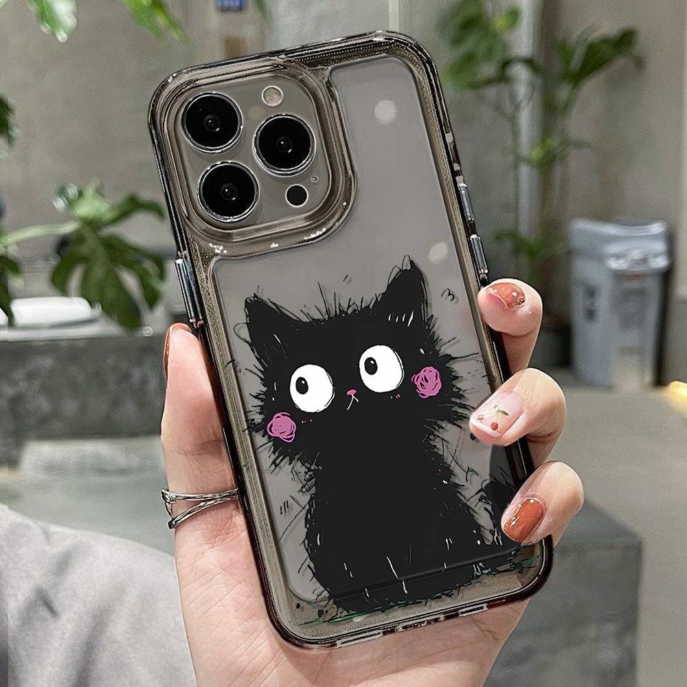Applicable to iPhone17 creative cute little black cat space phone case Apple 16promax soft case 14/13 generation