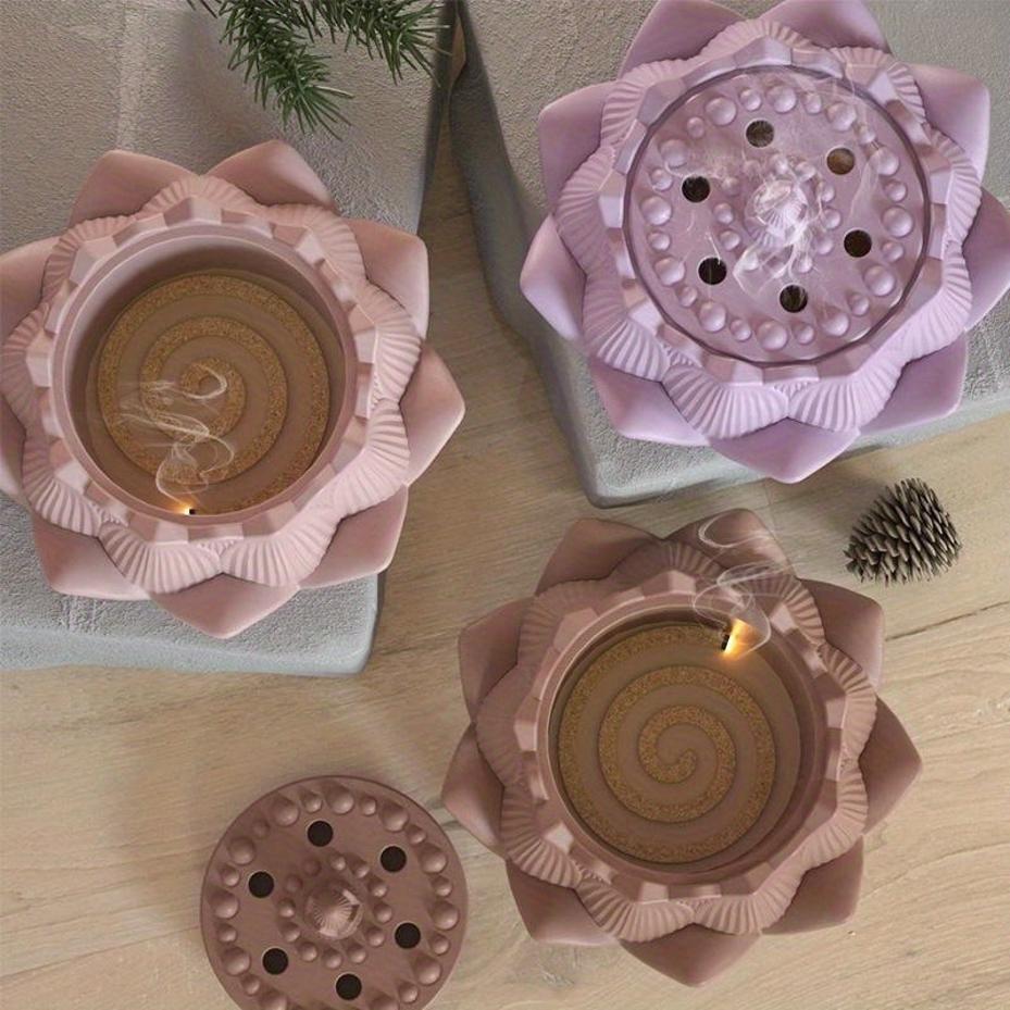 Lotus Incense Burner Silicone Mold DIY Aromatherapy Gypsum Lotus Storage Box Candle Cup Drip Glue Incense Burner Grinding Tool