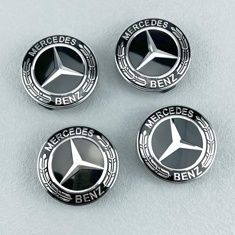 MEA4 ABS 4PCS 75MM Car Wheel Center Hub Caps For Mercedes Benz AMG W203 W206 W220 W205 W211 W212 GLA GLC CLA A Emblem Tire Rim Covers