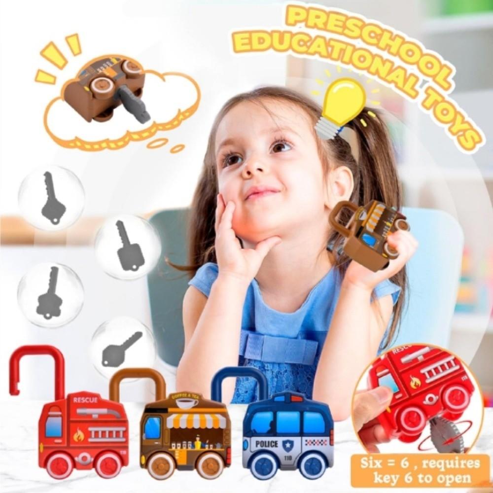 Early Educational Unlocking Car Toy Montessori Slidable Car Toy Ambulance Key Matching Toy  Boys