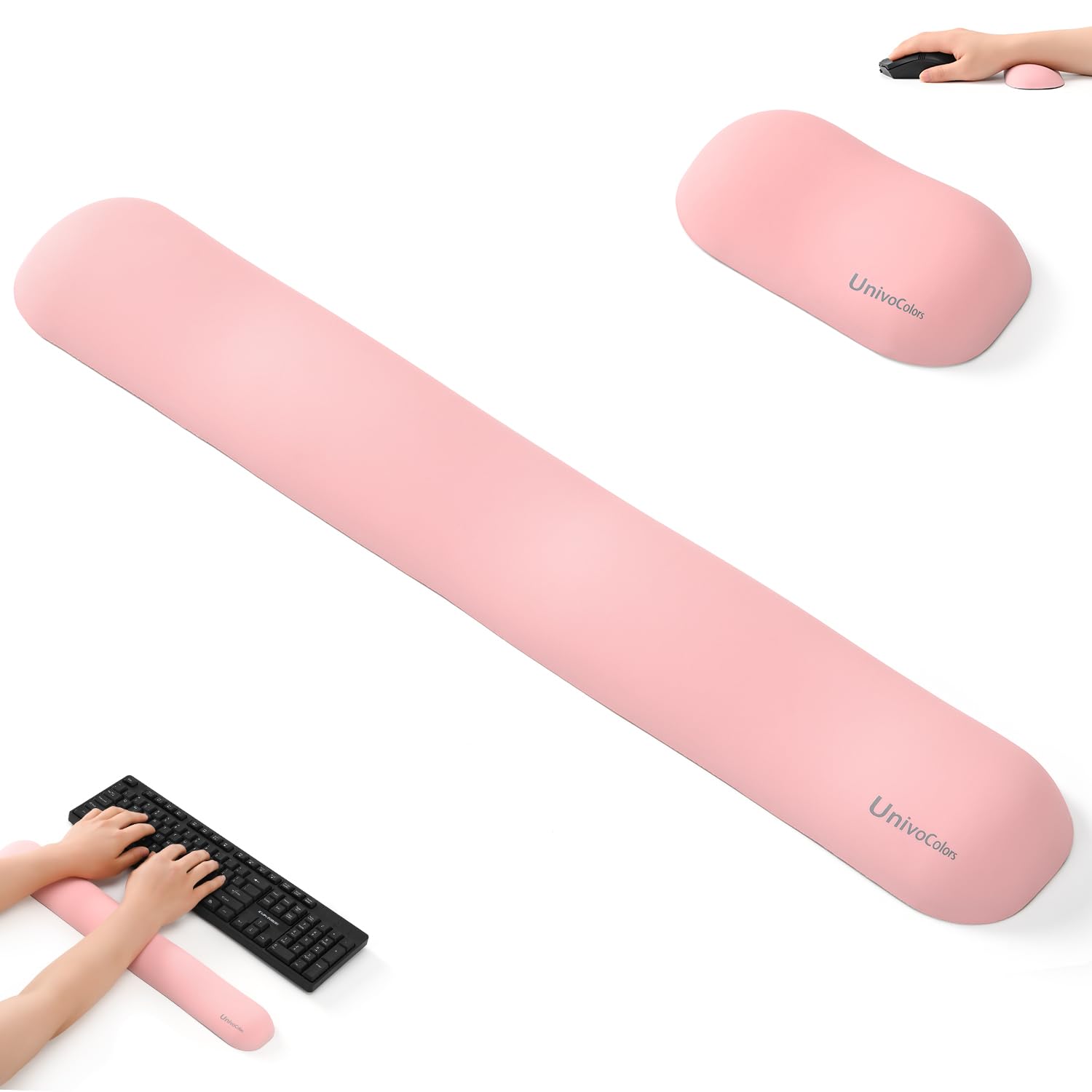 

UnivoColors Memory Foam Mouse Keyboard Wrist Premium PU Fits Laptops and Reduces Disperses Relieves Wrist and Has a Ideal for PC Gaming and Office