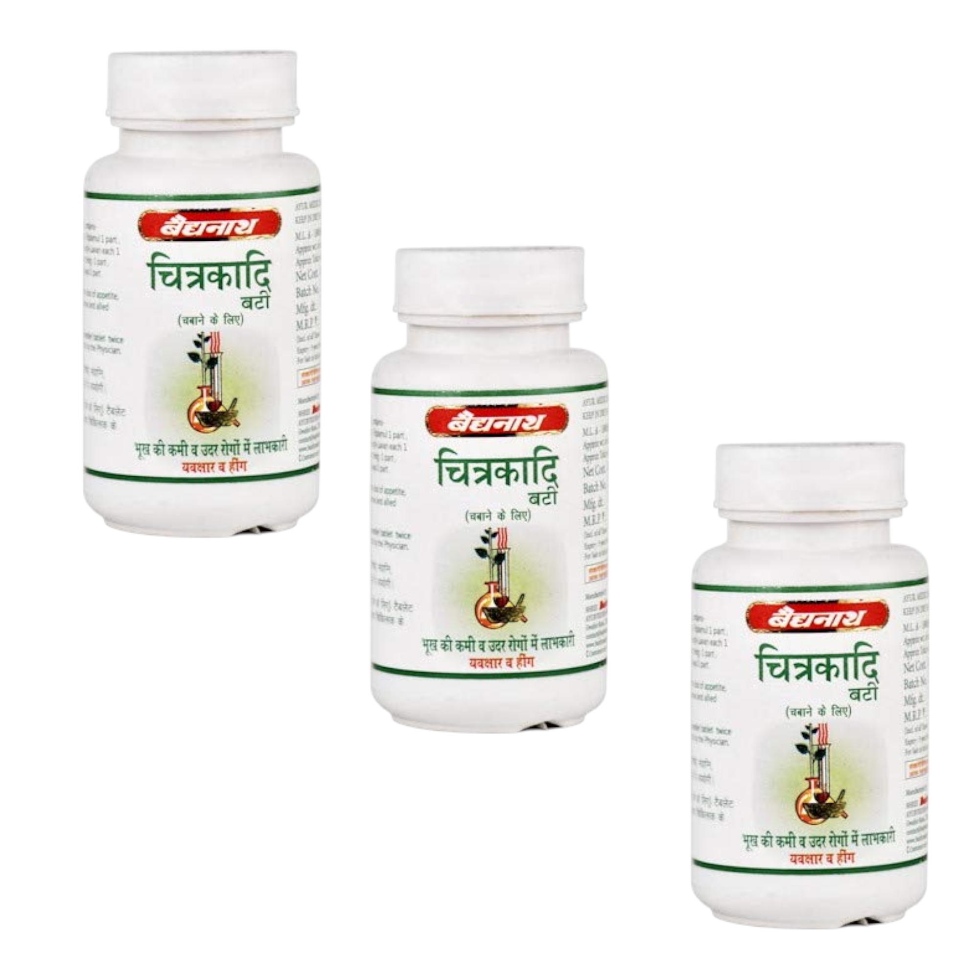 

Baidyanath Jhansi Chitrakadi Bati 80 Tablets X Pack of 3 for Digestive Wellness and Daily Health