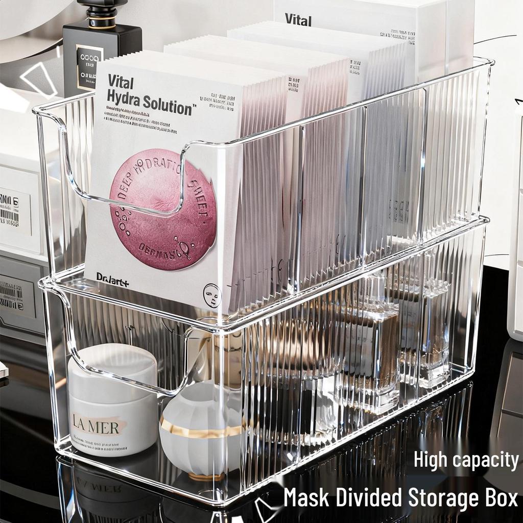 Acrylic Transparent Vanity Organizer – Large Capacity Divided Skincare & Cosmetics Storage Box