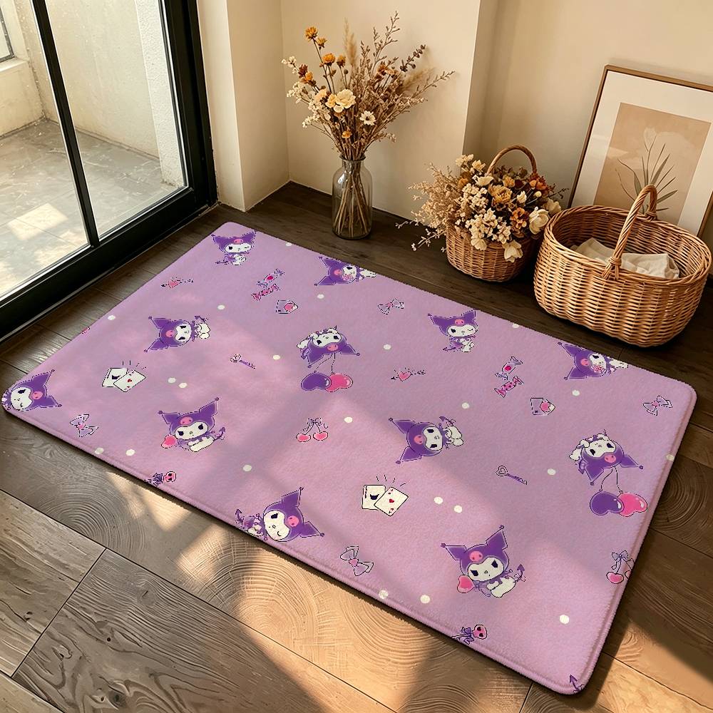 Kawaii K-Kuromi Cute Carpet Bathroom Anti-slip Mat Door Mat Home Decoration Mat Entrance Door Mat Scratch-resistant Door Mat