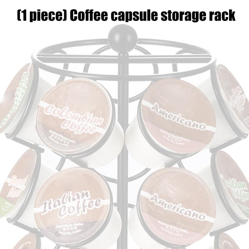 Large Capacity 360 Degree Rotating Coffee Pods Holder Space Saving Iron Storage Solution for Kitchen Countertop