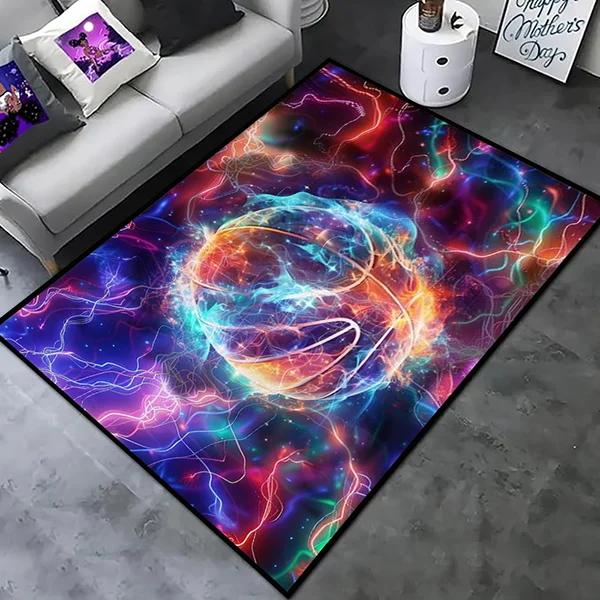 Creative Sports Area Rug Healthy ExerciseTeen Fantastic Basketball Enthusiast Carpet for Home Decor Kid Room ,Etc.