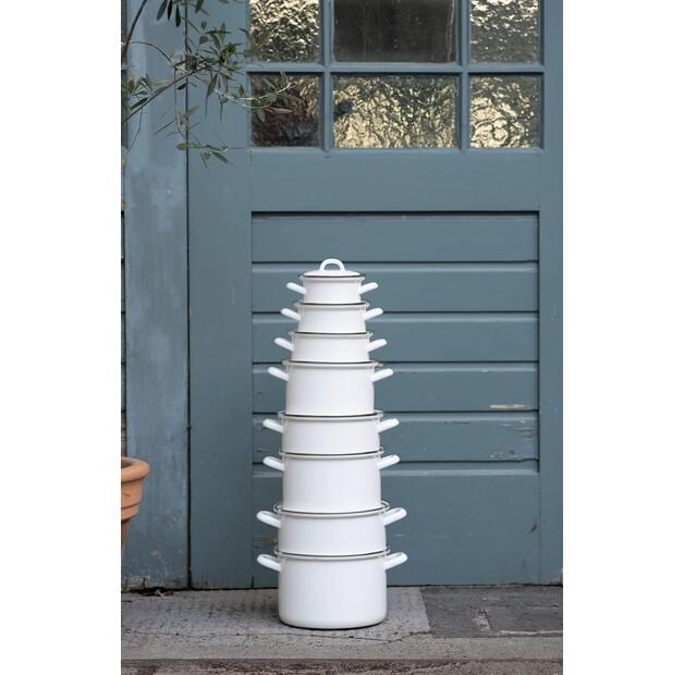 Кастрюля Riess Classic с крышкой 14 см белая 1 л (0121-033)