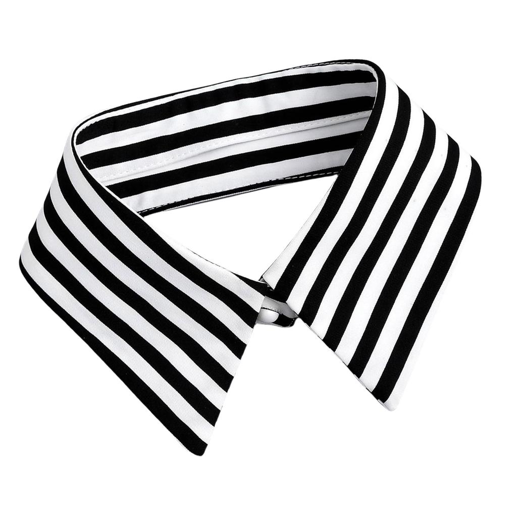 Black White Striped Faux Collar Decorative False Lapel Detachable Blouse Collar for Women Men Half Shirt Accessories