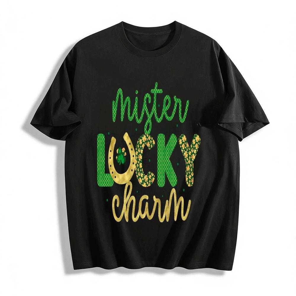 St. Patrick s Day Mister Lucky Charm Graphic Casual Top Pure cotton T-shirt XXS