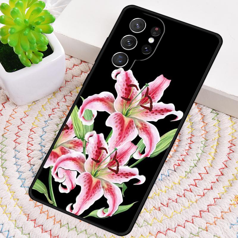 Lily Flowers Silicone Phone Case For Samsung Galaxy note 10 pro S26 S25 S24 S23 S22 S21 Plus S25Ultra Capa Cover