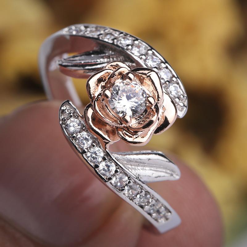 Fashion Rose Gold Ring Women'S Zircon Gift Jewelry Customization