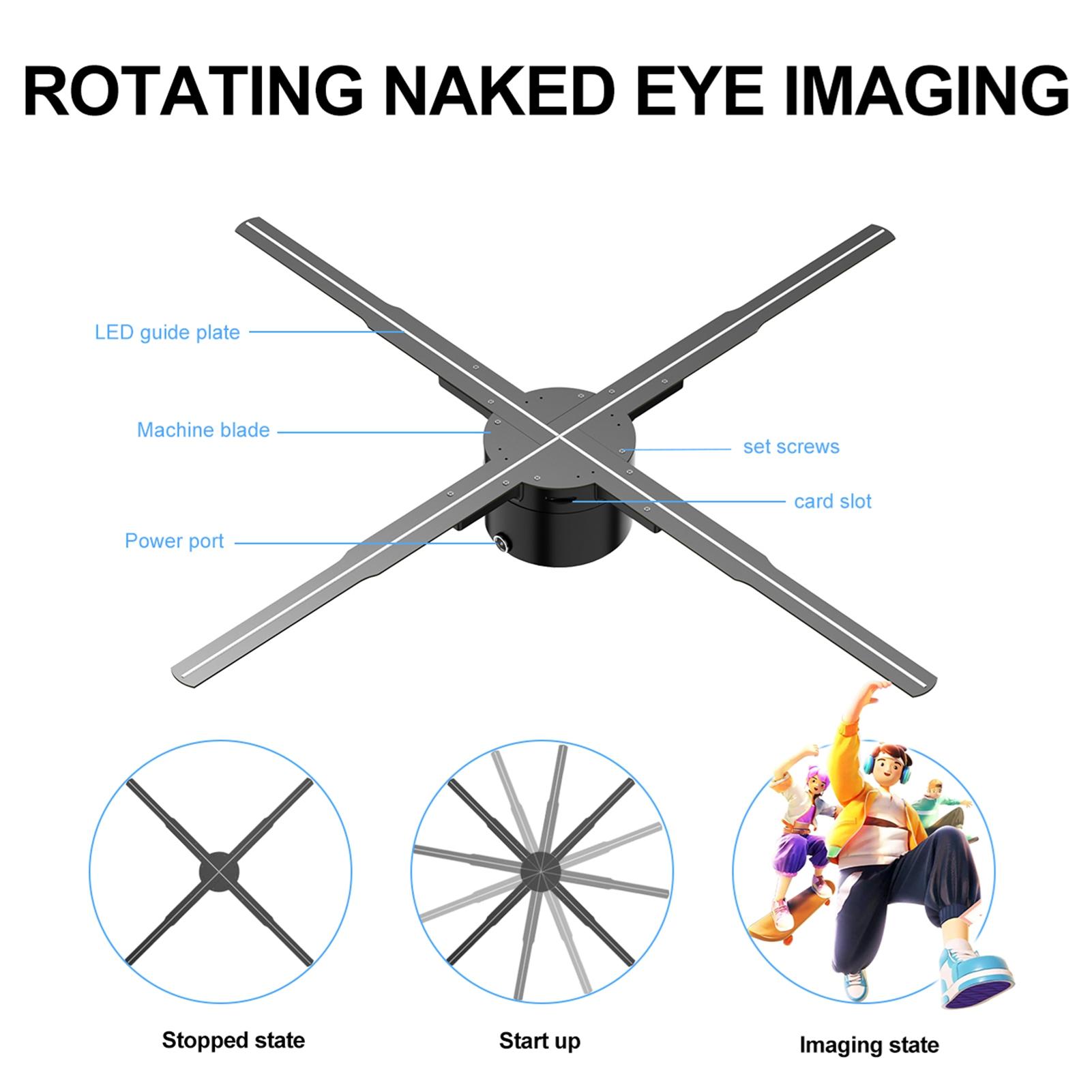 

3D голографический проектор, рекламный дисплей, вентилятор, настенный проигрыватель, 2K HD, светодиодный фото-видео вентилятор с EU Plug