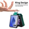 For Samsung Galaxy Z Flip7 5G Case Zipper Pocket Leather + PC Phone Cover with Ring Holder