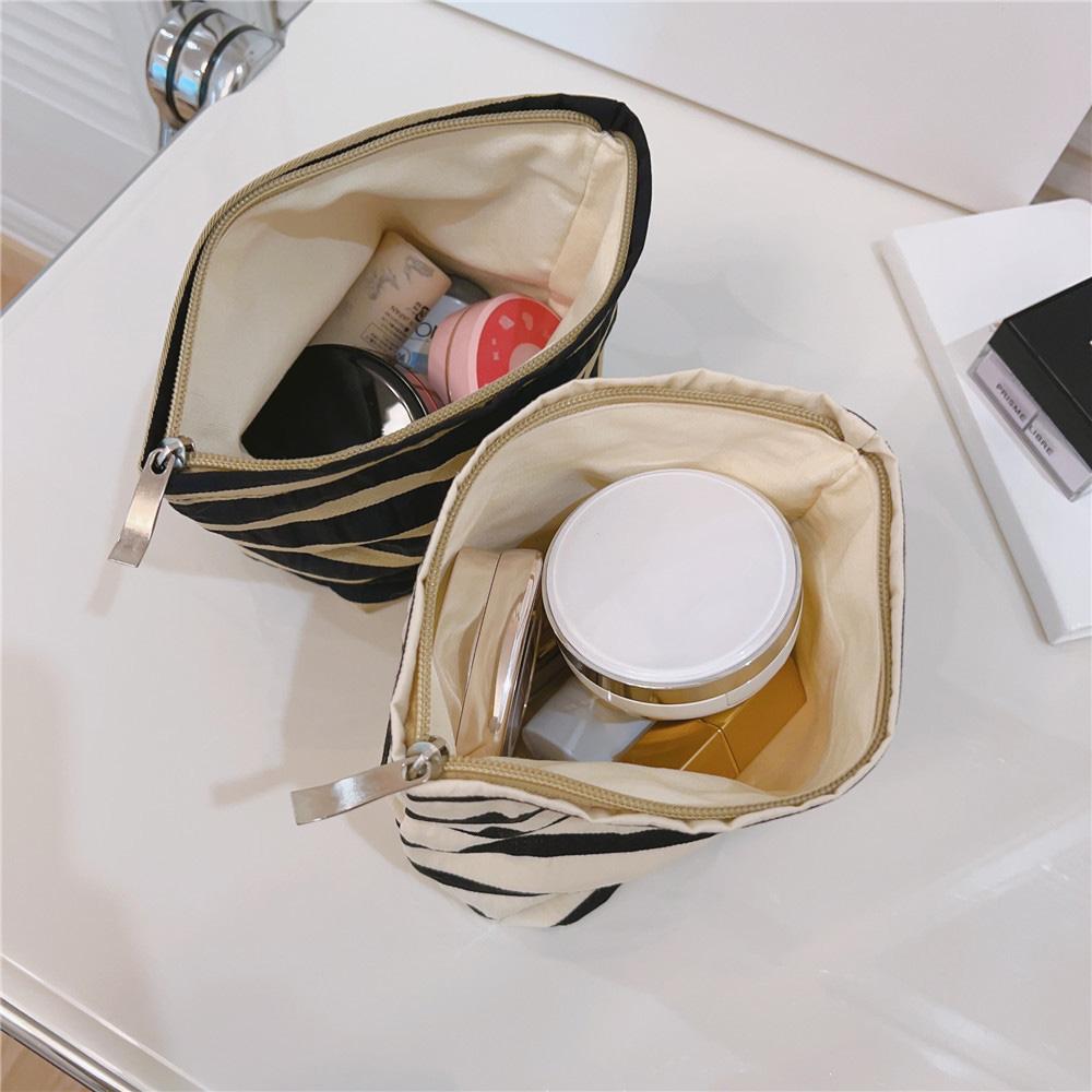 Makeup Bag Purse Zipper Cosmetic Pouch Large Travel Canvas Organizer Bag,Size: S