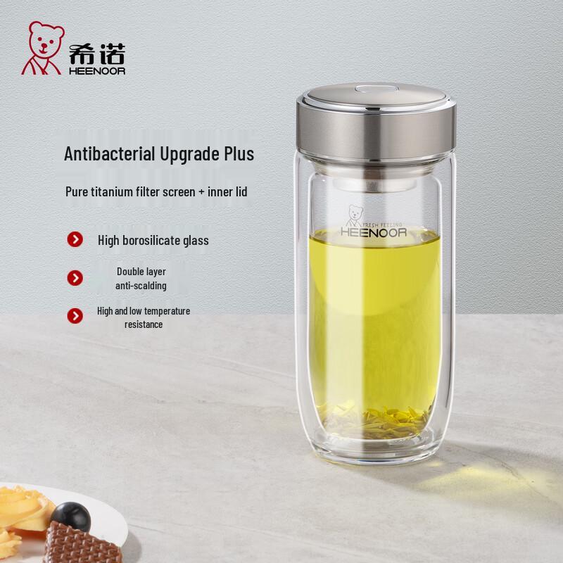 Xino Egg-Shaped Double-Layer Glass Water Bottle