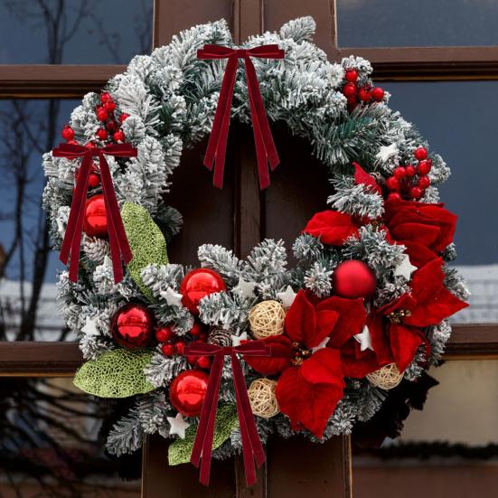 12 szt. Aksamitne kokardy świąteczne 6" x 8" Vintage kokardy na wieniec ozdoba świąteczna na choinkę pakowanie prezentów dekoracja wieńca girlandy