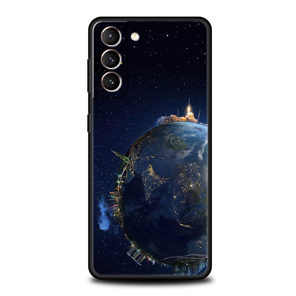 Earth Stars Space Phone Case For Samsung Galaxy S24 S23 S22 S20 Ultra S21 FE 5G S10 S9 Plus S10E S8 Soft Silicone Cover