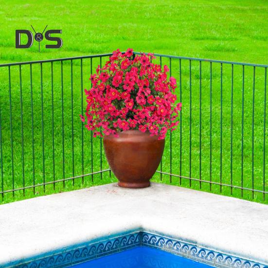 1/2 ks Umělá fialová květina s kolíkem Odolná proti UV záření Faux plastový květinový hrot Vnitřní Venkovní Zahrada Veranda Patio Svatba Party Dekorace