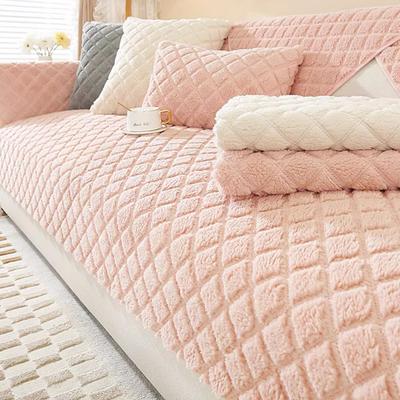 Plush Pink Sofa Towel Winter Nordic Non Slip Seat Cushion Backrest Cover Modern and Minimalist Winter Soft Sofa Cover Cloth Mat