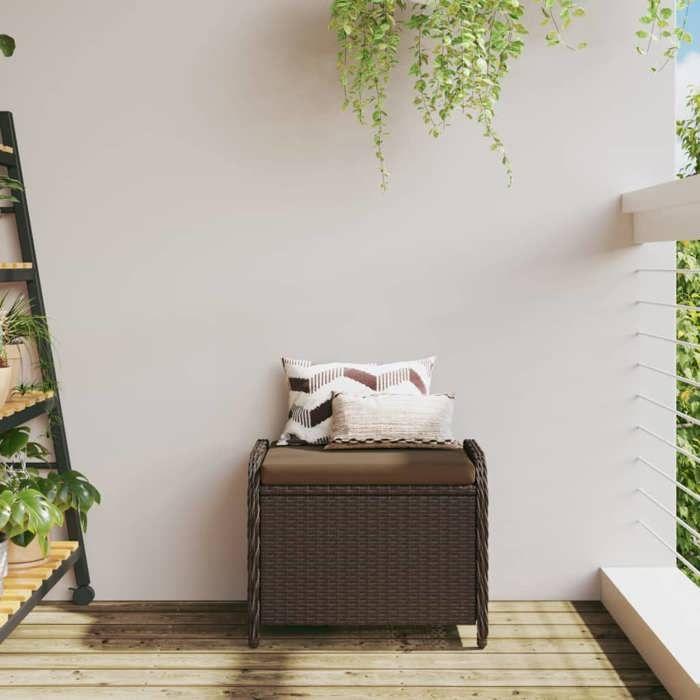 VidaXL Garden Stool with Cushion, Patio Chair, Terrace Seat, Outdoor Backyard Balcony Furniture, Brown 365735