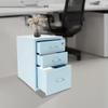 3-Drawer Metal File Cabinet with Lock & Wheels, Blue - Modern Office Storage, Secure Filing Cabinet, Compact Size 28x41x48cm