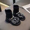 Girls Socks Boots Kids Ankle Boots with Bow-knot Fashion Elegant Glossy UK Uniform Children School Princess Boots Anti-Slippery