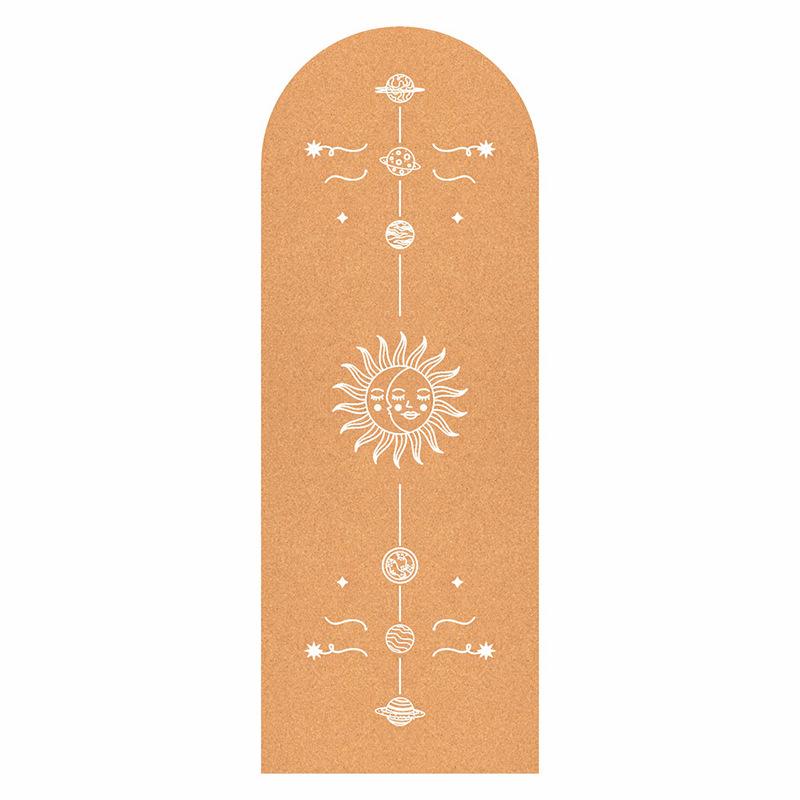 Natural Rubber Arch Shape Cork Yoga Mat Printed Non-slip Sports Mat Sweat-absorbing Oval Curve Pilates Mats 182*68cm*0.5cm